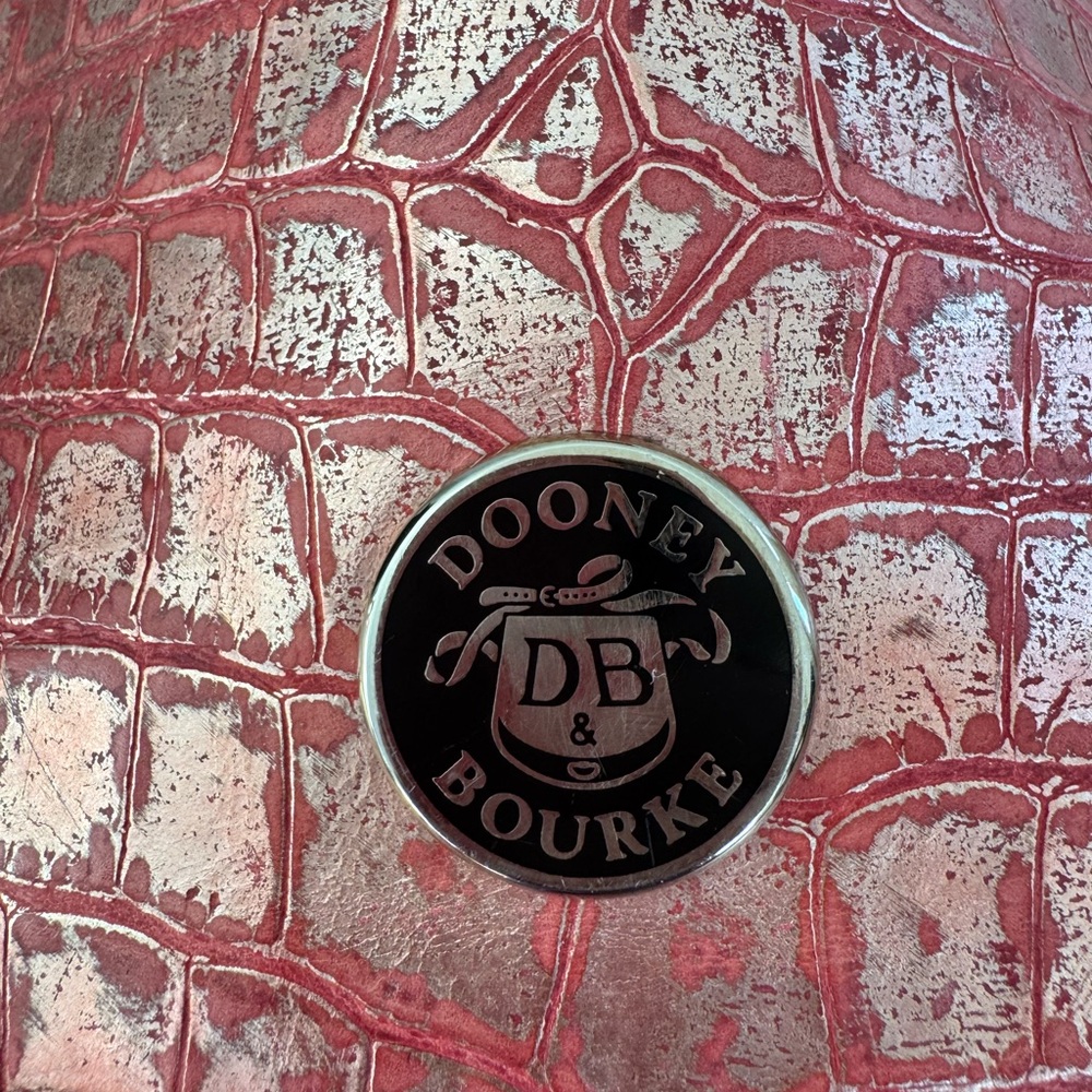 Dooney & Bourke Red/Pink Metallic Croc-Embossed Bucket/Shoulder Bag - RARE - Picture 16 of 16